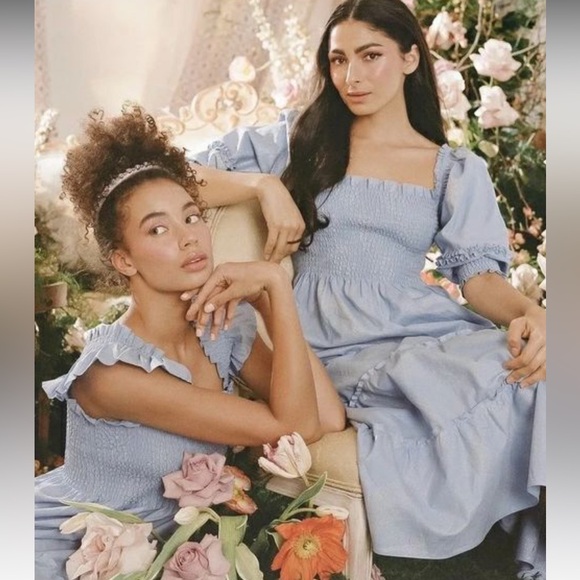 Hill House Nesli Nap Dress in Light Blue Glitter Check Large - Picture 2 of 6